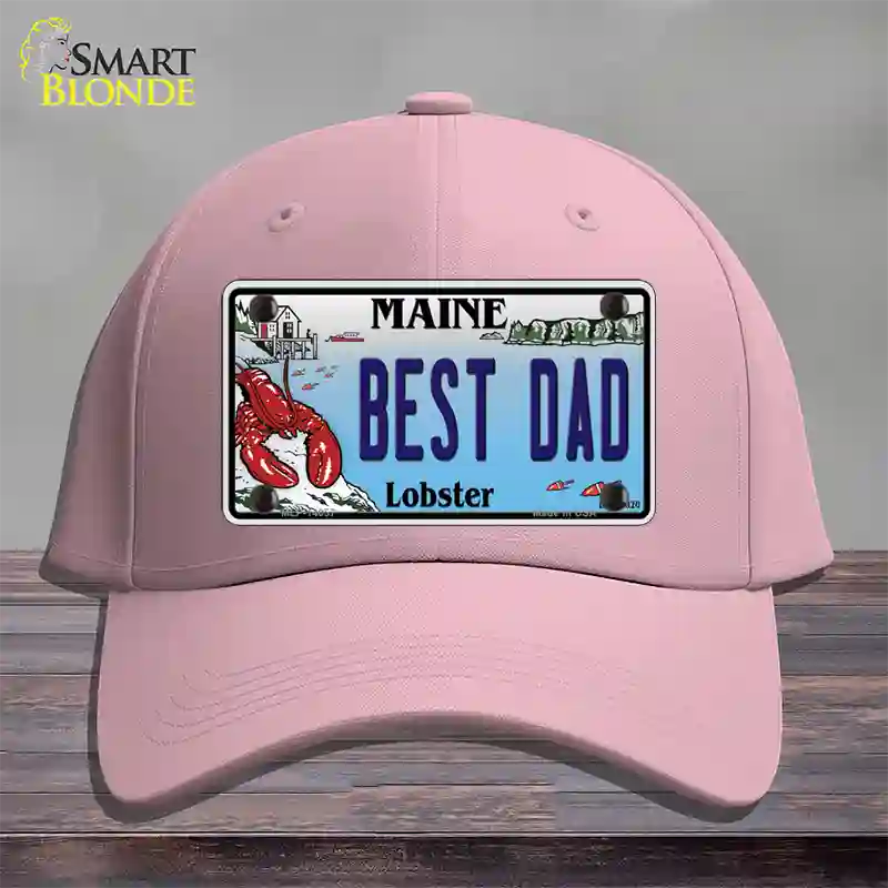 Best Dad Maine Lobster Novelty License Plate Hat Cotton / Pink