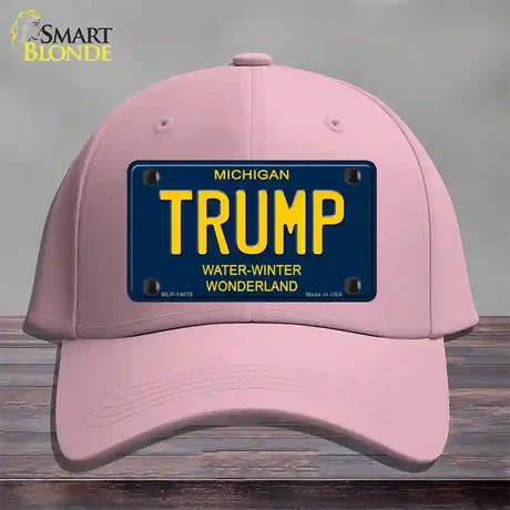 Trump Michigan Blue Novelty License Plate Hat Cotton / Pink