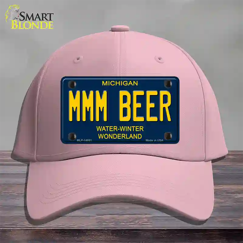 Mmm Beer Michigan Blue Novelty License Plate Hat Cotton / Pink