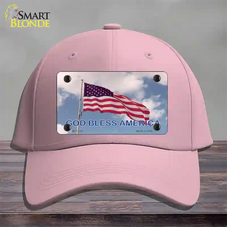 God Bless America Clouds Novelty License Plate Hat Cotton / Pink