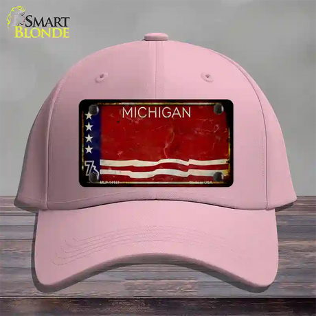 Rusty Michigan Bicentennial 76 Novelty License Plate Hat Cotton / Pink