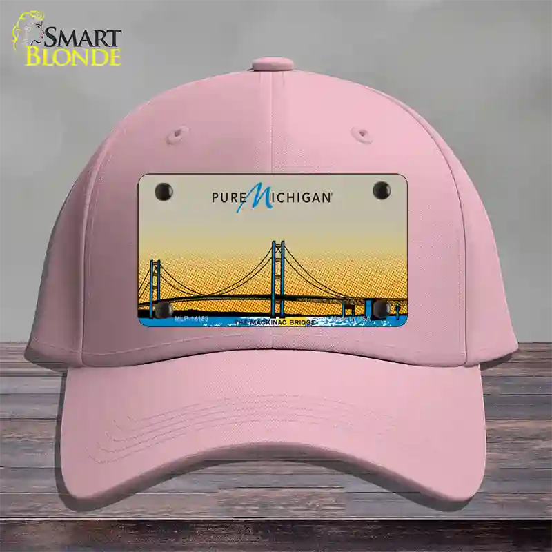 Pure Michigan Mackinac Bridge Novelty License Plate Hat Cotton / Pink