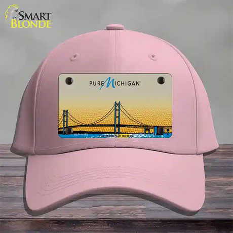 Pure Michigan Mackinac Bridge Novelty License Plate Hat Cotton / Pink