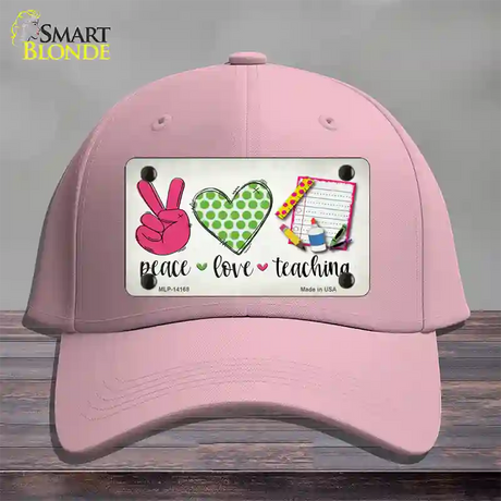 Peace Love Teaching Novelty License Plate Hat Cotton / Pink