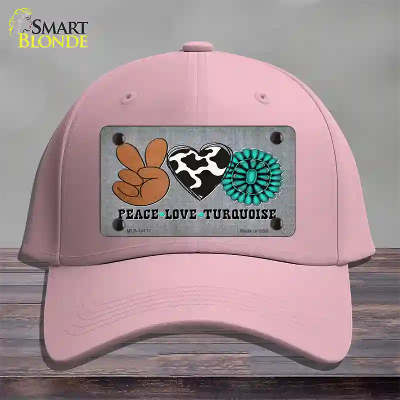 Peace Love Turquoise Novelty License Plate Hat Cotton / Pink