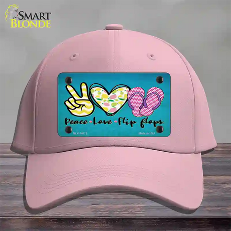 Peace Love Flip Flops Novelty License Plate Hat Cotton / Pink