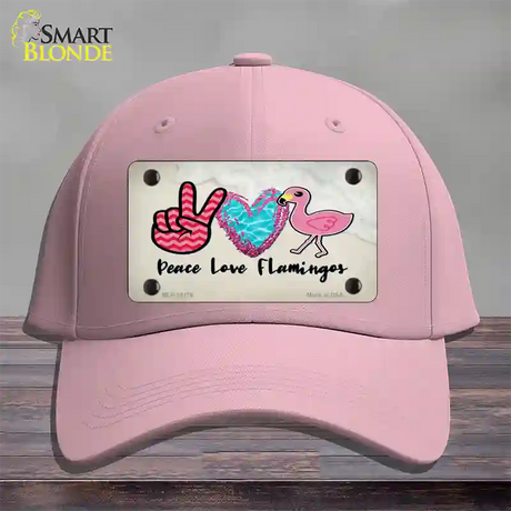 Peace Love Flamingos Novelty License Plate Hat Cotton / Pink