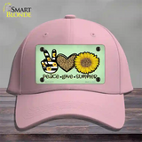 Peace Love Summer Sunflower Novelty License Plate Hat Cotton / Pink