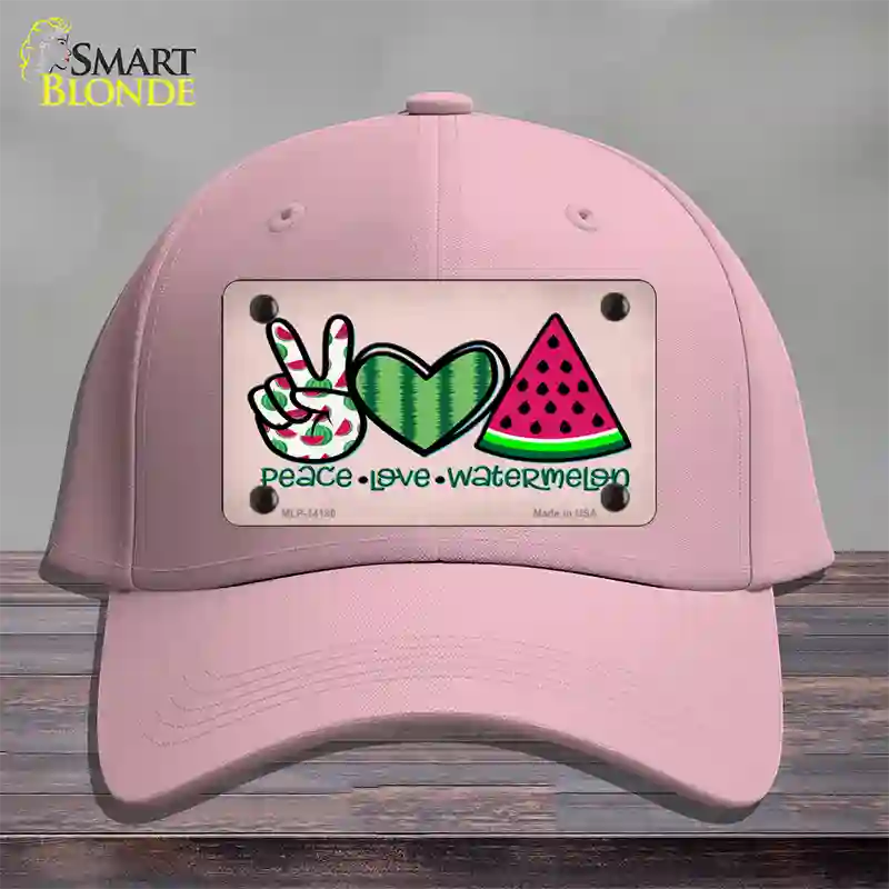 Peace Love Watermelon Novelty License Plate Hat Cotton / Pink