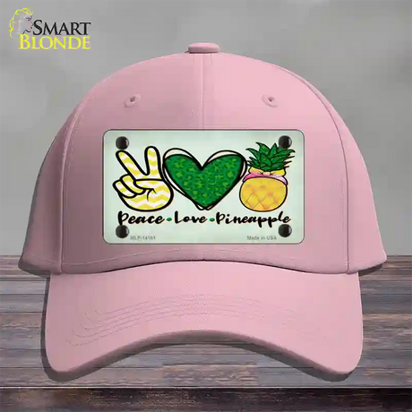 Peace Love Pineapple Novelty License Plate Hat Cotton / Pink