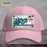 Peace Love Snowman Novelty License Plate Hat Cotton / Pink