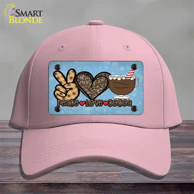 Peace Love Cocoa Novelty License Plate Hat Cotton / Pink