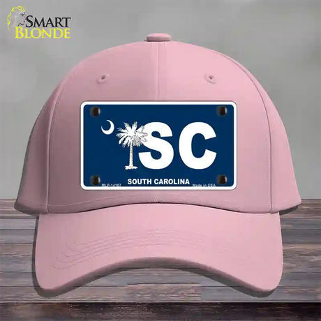 SC South Carolina Flag Novelty License Plate Hat Cotton / Pink