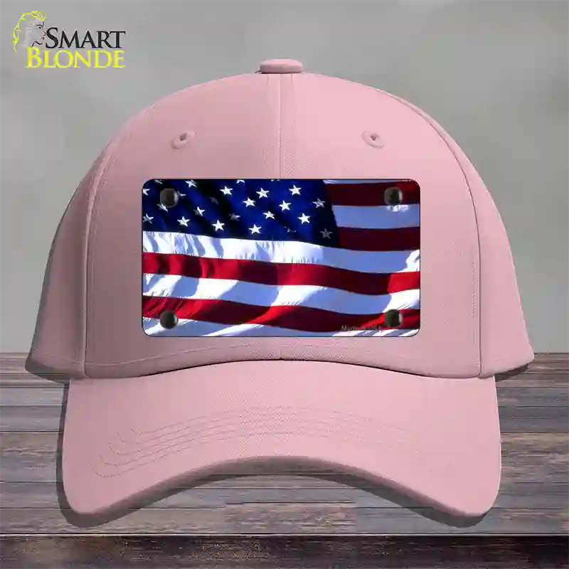 American Flag Wavy Novelty License Plate Hat Cotton / Pink