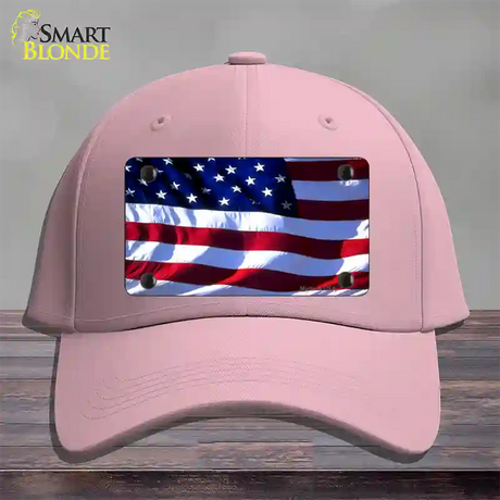 American Flag Wavy Novelty License Plate Hat Cotton / Pink