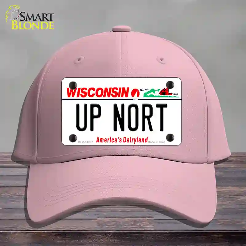 Up Nort Wisconsin Novelty License Plate Hat Cotton / Pink