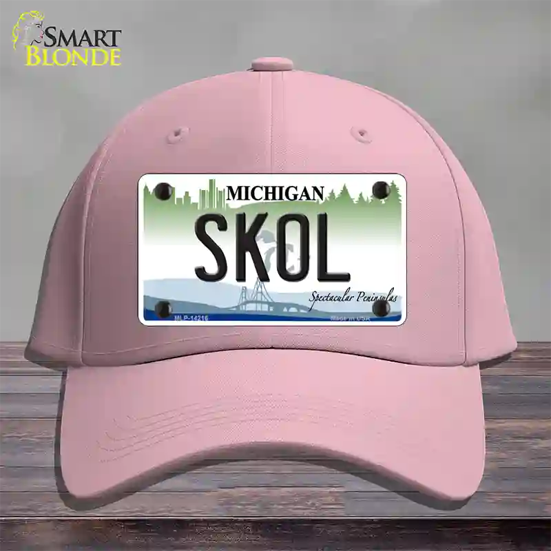 Skol Michigan Novelty License Plate Hat Cotton / Pink