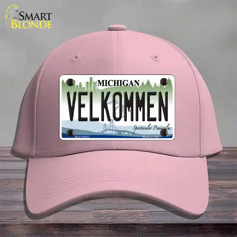 Velkommen Michigan Novelty License Plate Hat Cotton / Pink