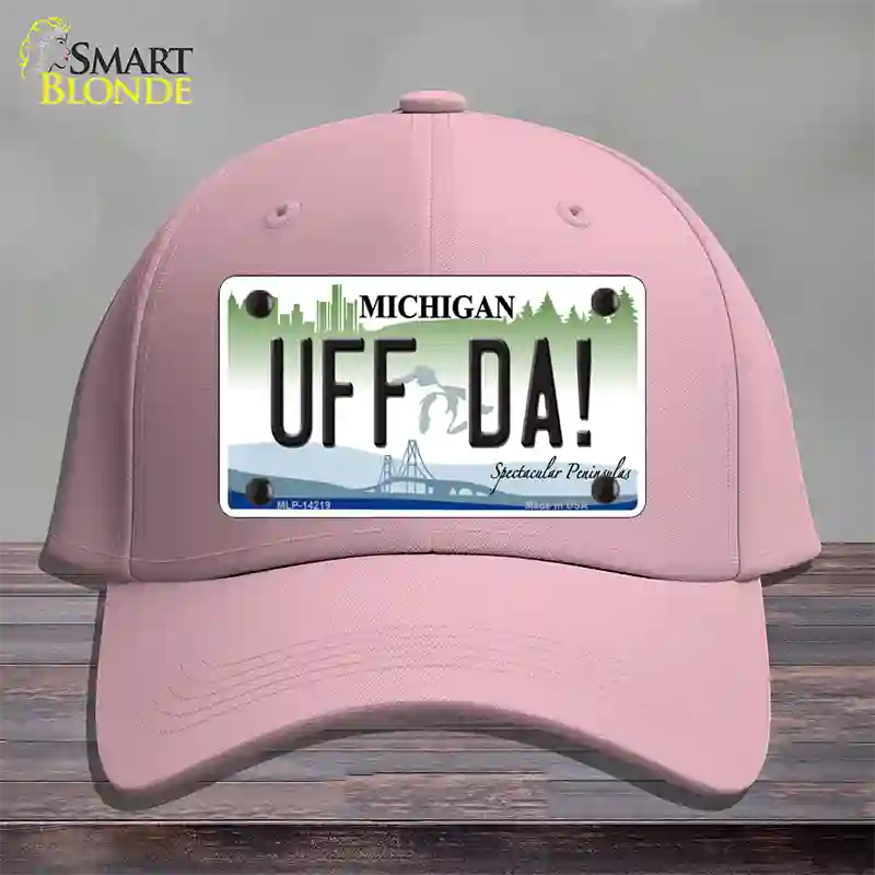 Uff Da Michigan Novelty License Plate Hat Cotton / Pink