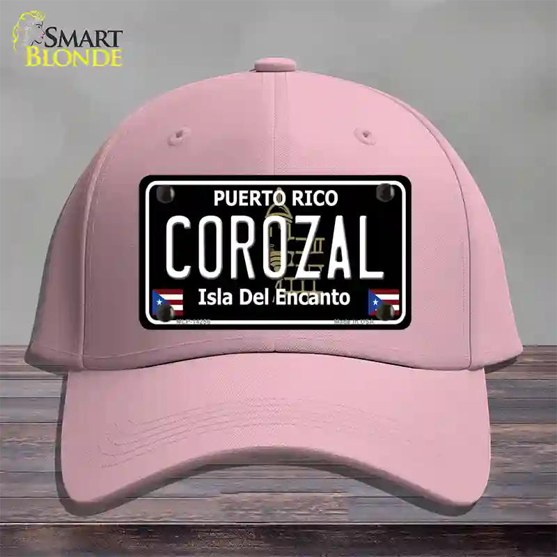 Corozal Puerto Rico Black Novelty License Plate Hat Cotton / Pink