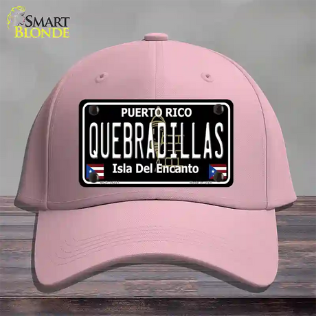 Quebradillas Puerto Rico Black Novelty License Plate Hat Cotton / Pink