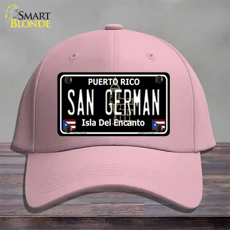 San German Puerto Rico Black Novelty License Plate Hat Cotton / Pink