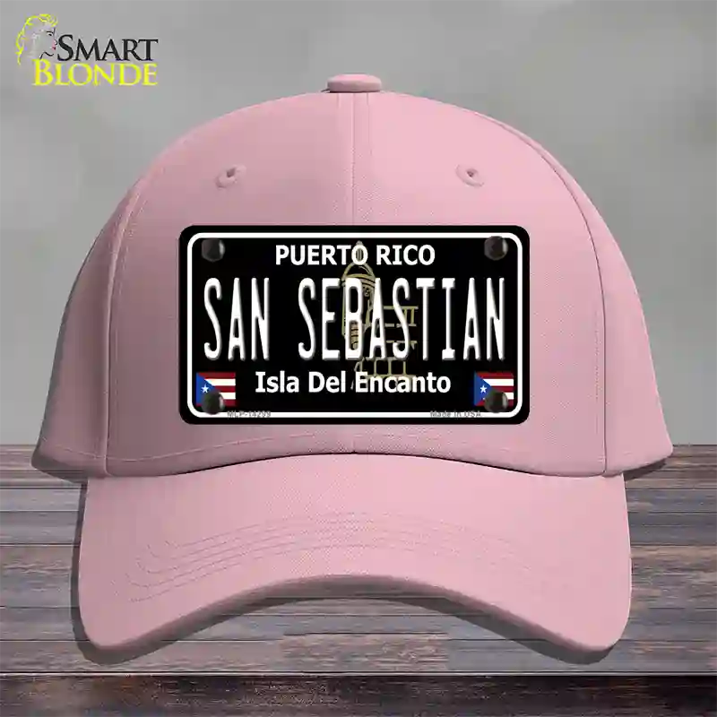 San Sebastian Puerto Rico Black Novelty License Plate Hat Cotton / Pink