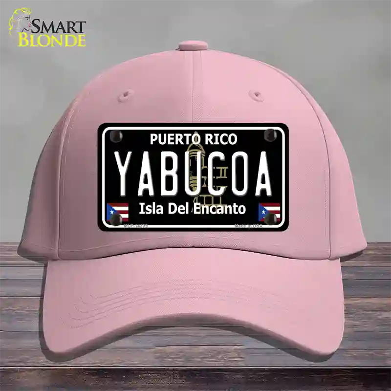 Yabucoa Puerto Rico Black Novelty License Plate Hat Cotton / Pink