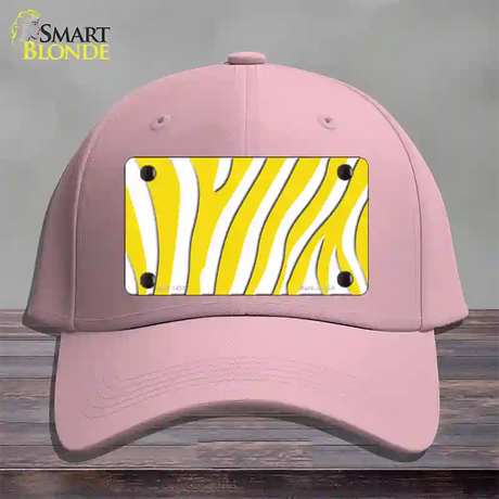 Yellow White Zebra Novelty License Plate Hat Cotton / Pink