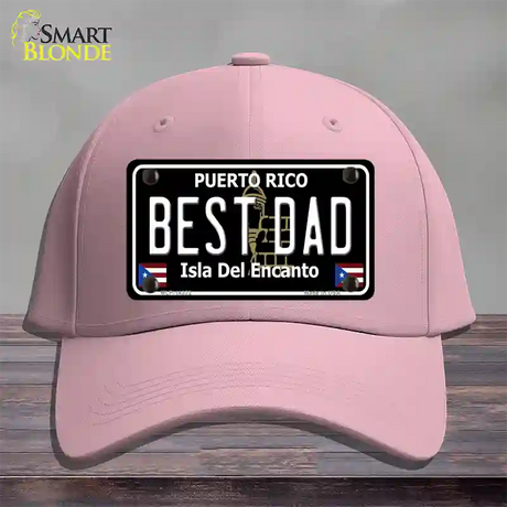 Best Dad Puerto Rico Black Novelty License Plate Hat Cotton / Pink