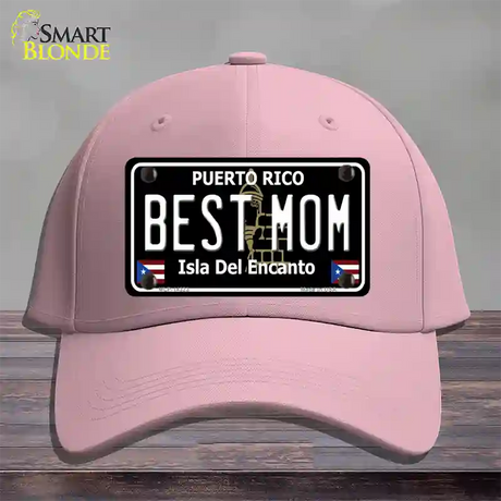 Best Mom Puerto Rico Black Novelty License Plate Hat Cotton / Pink