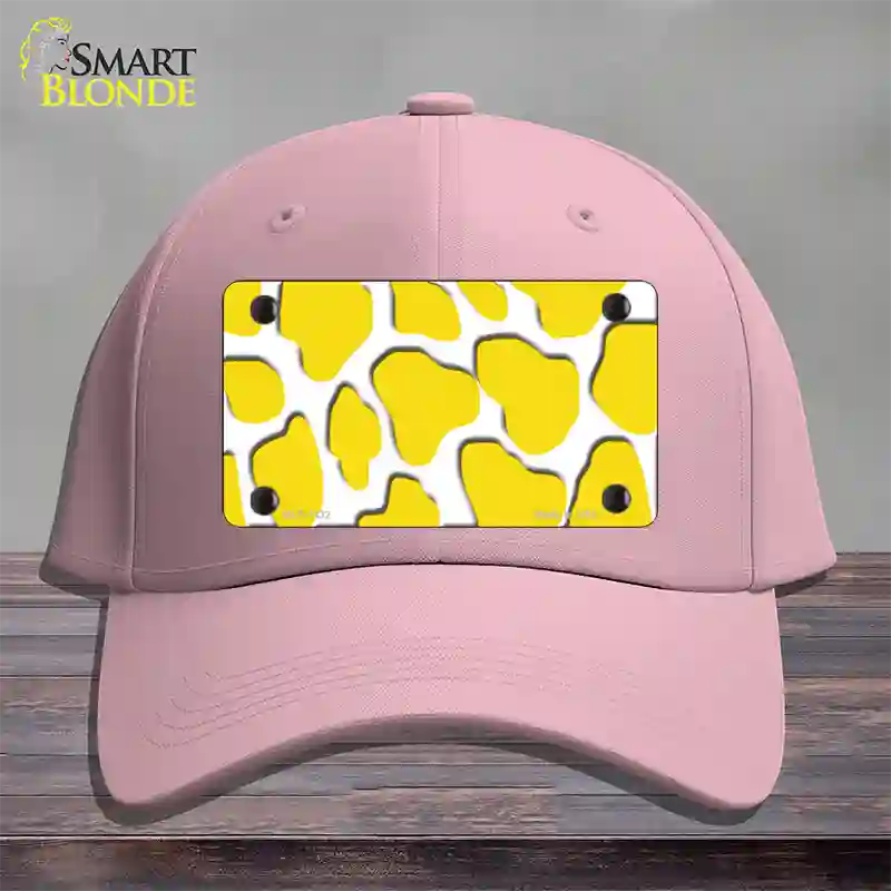 Yellow White Giraffe Novelty License Plate Hat Cotton / Pink