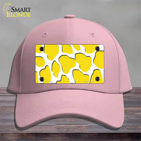 Yellow White Giraffe Novelty License Plate Hat Cotton / Pink