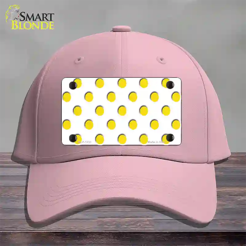 Yellow White Polka Dot Novelty License Plate Hat Cotton / Pink