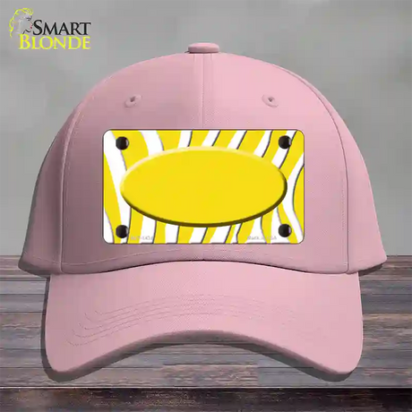 Yellow White Zebra Yellow Center Oval Novelty License Plate Hat Cotton / Pink