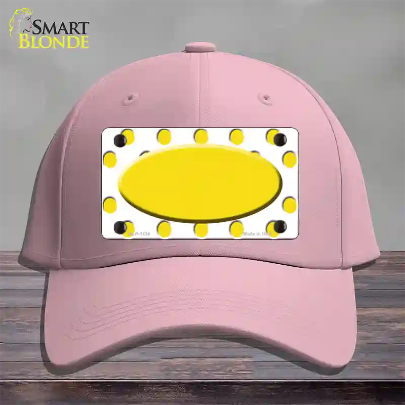 Yellow White Polka Dot Yellow Center Oval Novelty License Plate Hat Cotton / Pink