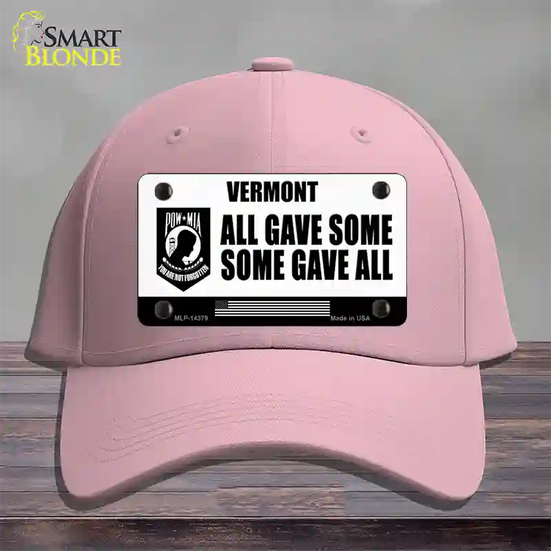 Vermont POW MIA Some Gave All Novelty License Plate Hat Cotton / Pink