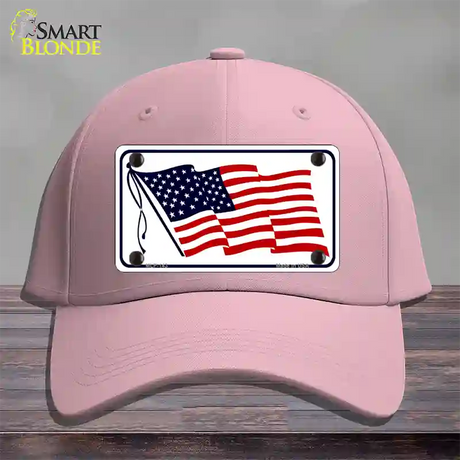 American Flag Waving White Novelty License Plate Hat Cotton / Pink