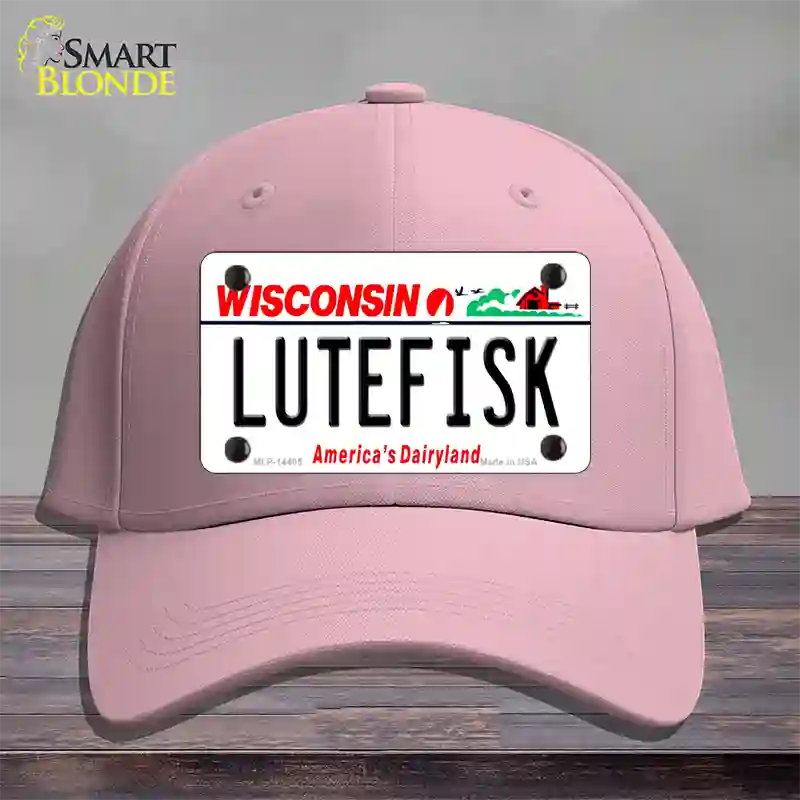 Lutefisk Wisconsin Novelty License Plate Hat Cotton / Pink