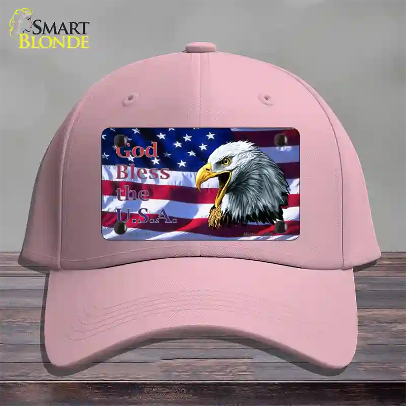 God Bless The USA Eagle Novelty License Plate Hat Cotton / Pink