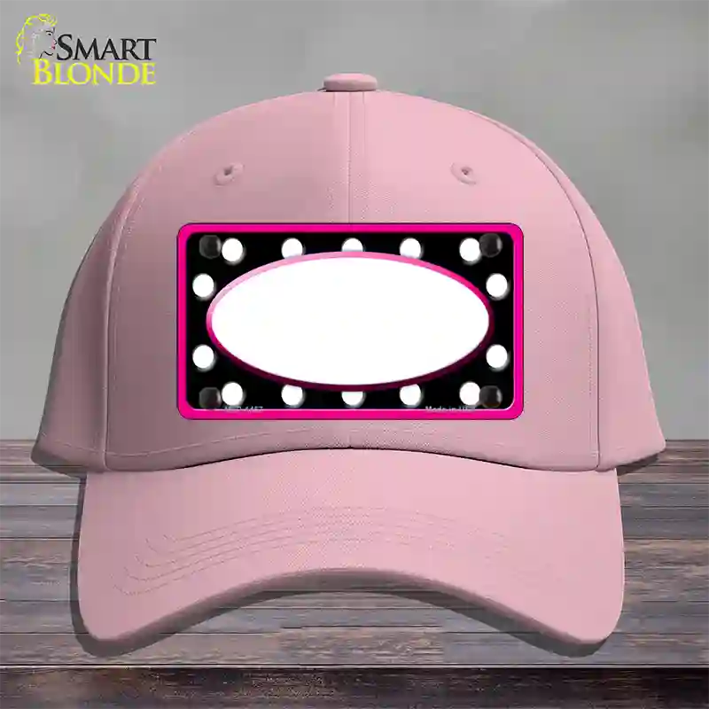 White Black Polka Dots Pink Frame And White Center Oval Novelty License Plate Hat Cotton / Pink