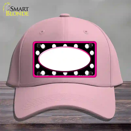 White Black Polka Dots Pink Frame And White Center Oval Novelty License Plate Hat Cotton / Pink