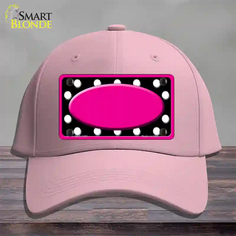 White Black Polka Dots Pink Frame And Center Oval Novelty License Plate Hat Cotton / Pink