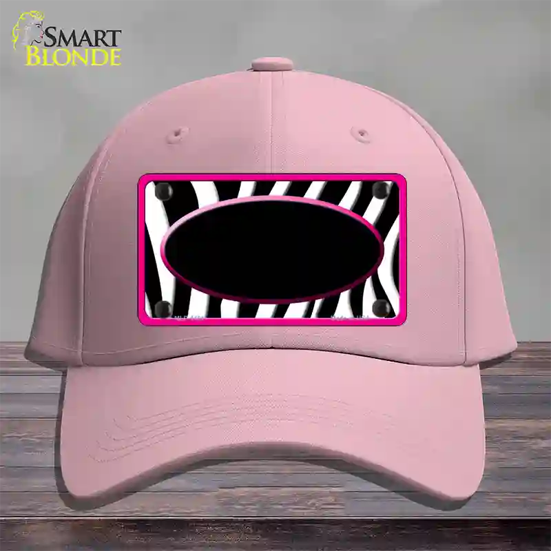 Black White Pink Zebra Center Oval Novelty License Plate Hat Cotton / Pink