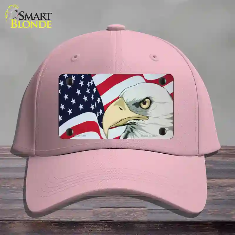 American Flag With Eagle Novelty License Plate Hat Cotton / Pink