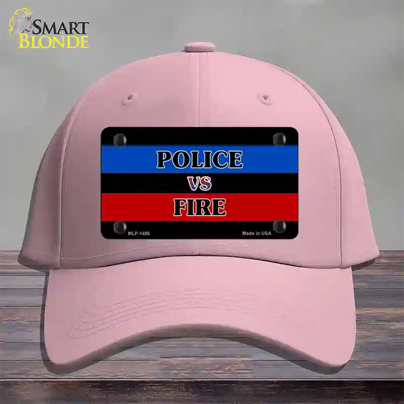 Police Vs. Fire Novelty License Plate Hat Cotton / Pink