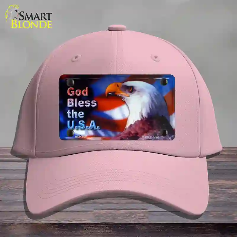 God Bless USA Eagle Novelty License Plate Hat Cotton / Pink