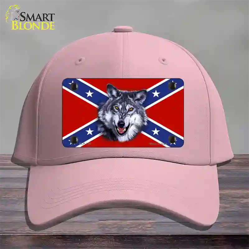 Confederate Flag Wolf Novelty License Plate Hat Cotton / Pink