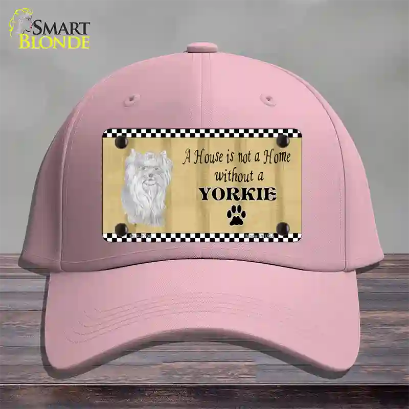 Pencil Sketch Yorkie Novelty License Plate Hat Cotton / Pink