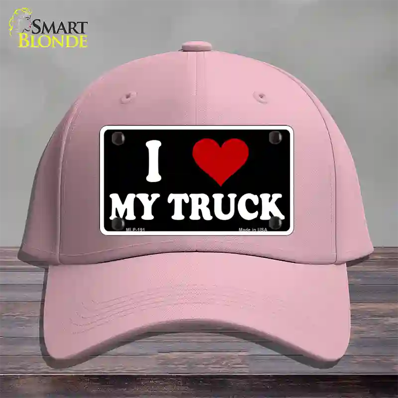 I Love My Truck Black Novelty License Plate Hat Cotton / Pink